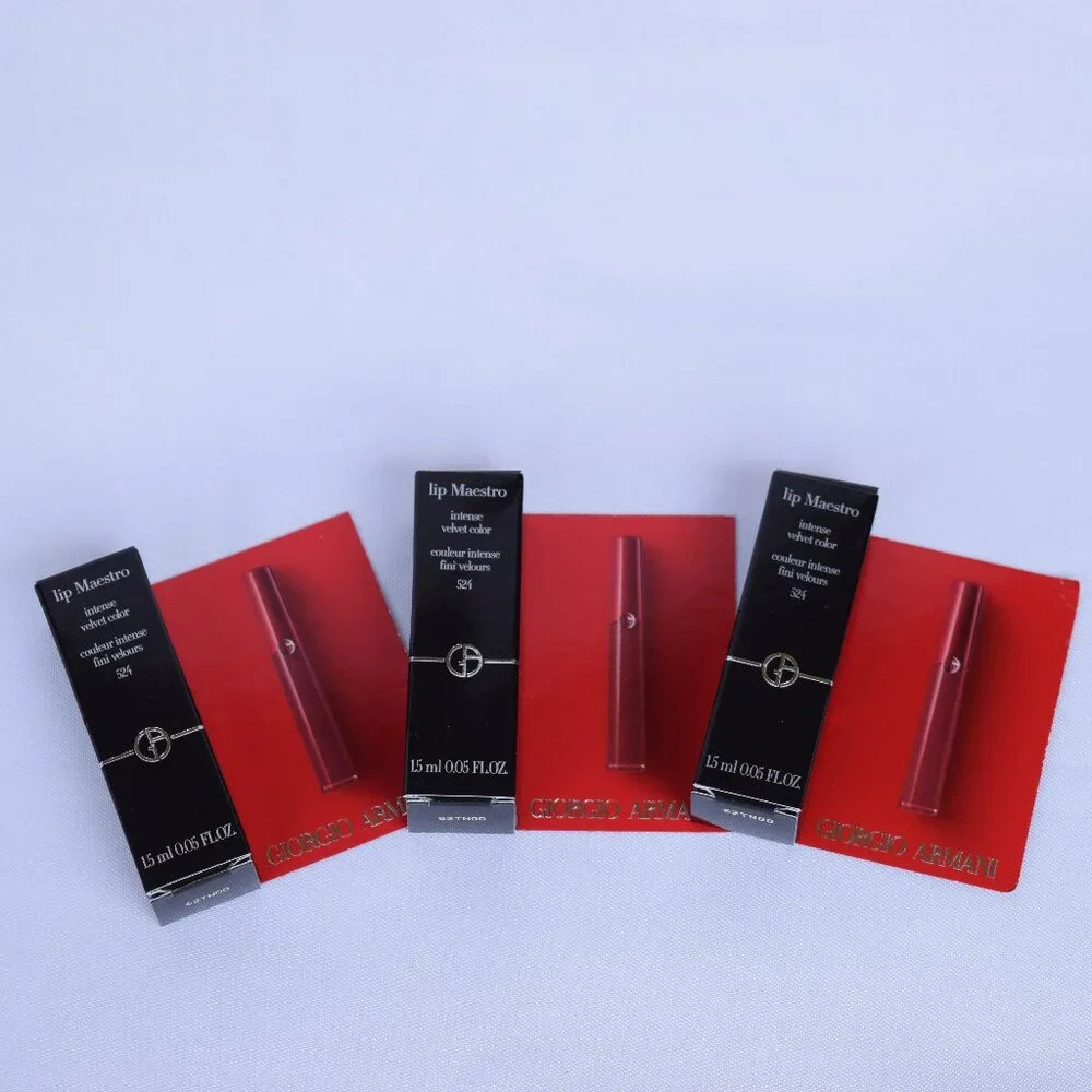 Giorgio Armani Lip Maestro Liquid Lipstick Set-Intense Velvet 524-3pc-BOXED-NEW